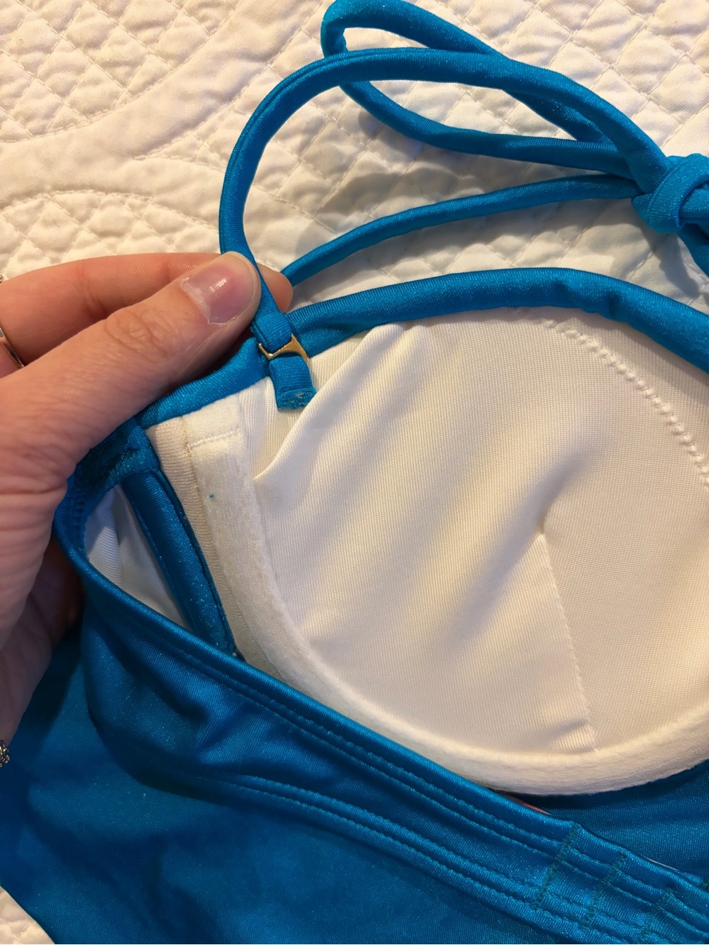 Victoria's Secret Vibrant Blue/Teal Twist Bandeau Bikini- EUC- Size Small - Picture 7 of 8